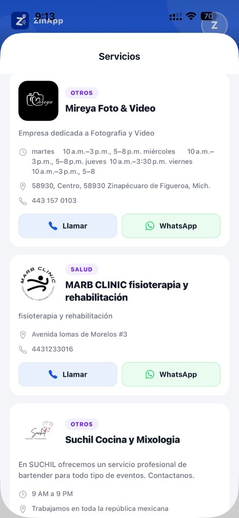 Servicios y negocios locales de Zinapécuaro en ZinApp